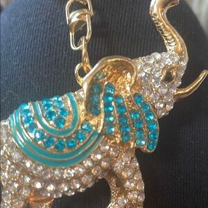 Gold and Blue Elephant Keychain